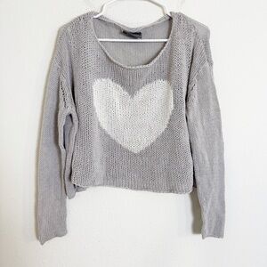 Wooden Ships Gray and White Heart knit Sweater